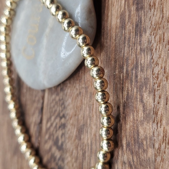 Gold covered bronze mini bullet beaded bracelet B3213 - Picture 2 of 2